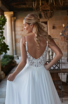 52133 Elegantes Boho-Vintage Brautkleid: Organza trifft auf Spitze für Romantik pur