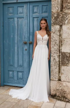 51823 Boho-Vintage Brautkleid: Spitzenverzierungen und Eleganz vereint