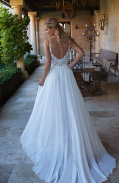 52133 Elegantes Boho-Vintage Brautkleid: Organza trifft auf Spitze für Romantik pur