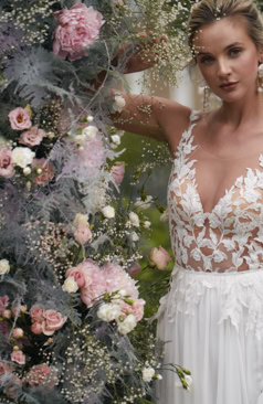 51880 Romantisches Boho-/ Vintage Brautkleid aus Tüll und Spitze