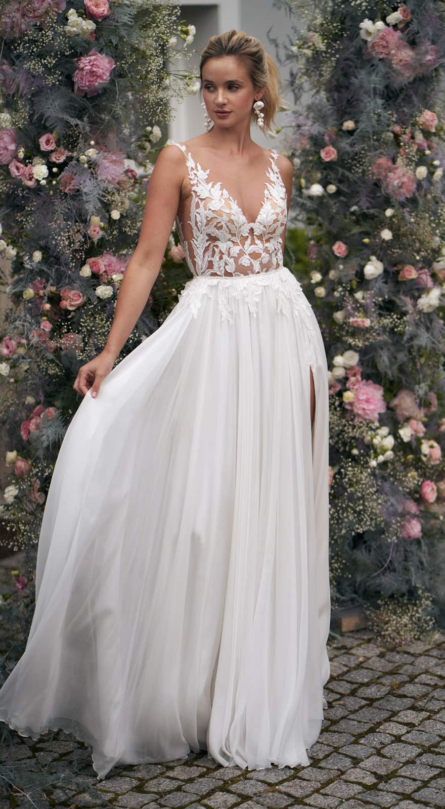51880 Romantisches Boho-/ Vintage Brautkleid aus Tüll und Spitze
