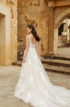 50830 A-Linien Brautkleid mit V-Ausschnitt und Illusionsspitze