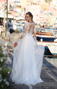 51825 Boho-Vintage Brautkleid: Glamour und Romantik im A-Linien Stil