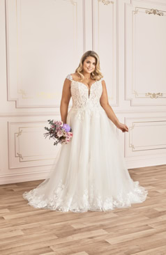 Ein wunderschönes A- Linien Brautkleid aus Tüll und Glitzertüll.