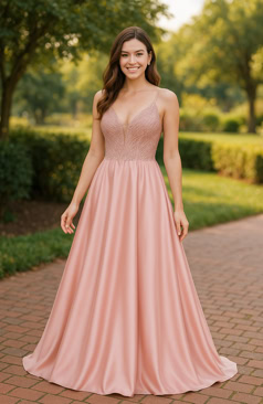 Traumhaftes Abendkleid FM52280 in zartem Salbeigrün mit funkelndem Glitzertop, V-Ausschnitt und weiter A-Linie – elegant und modern, erhältlich bei FM Braut- und Abendmode in Sandkrug bei Oldenburg.