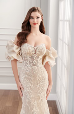 51686 Glamouröses Fit and Flare Brautkleid 