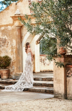 Fit-and-Flare Hochzeitskleid aus Tüll und Allover Spitze
